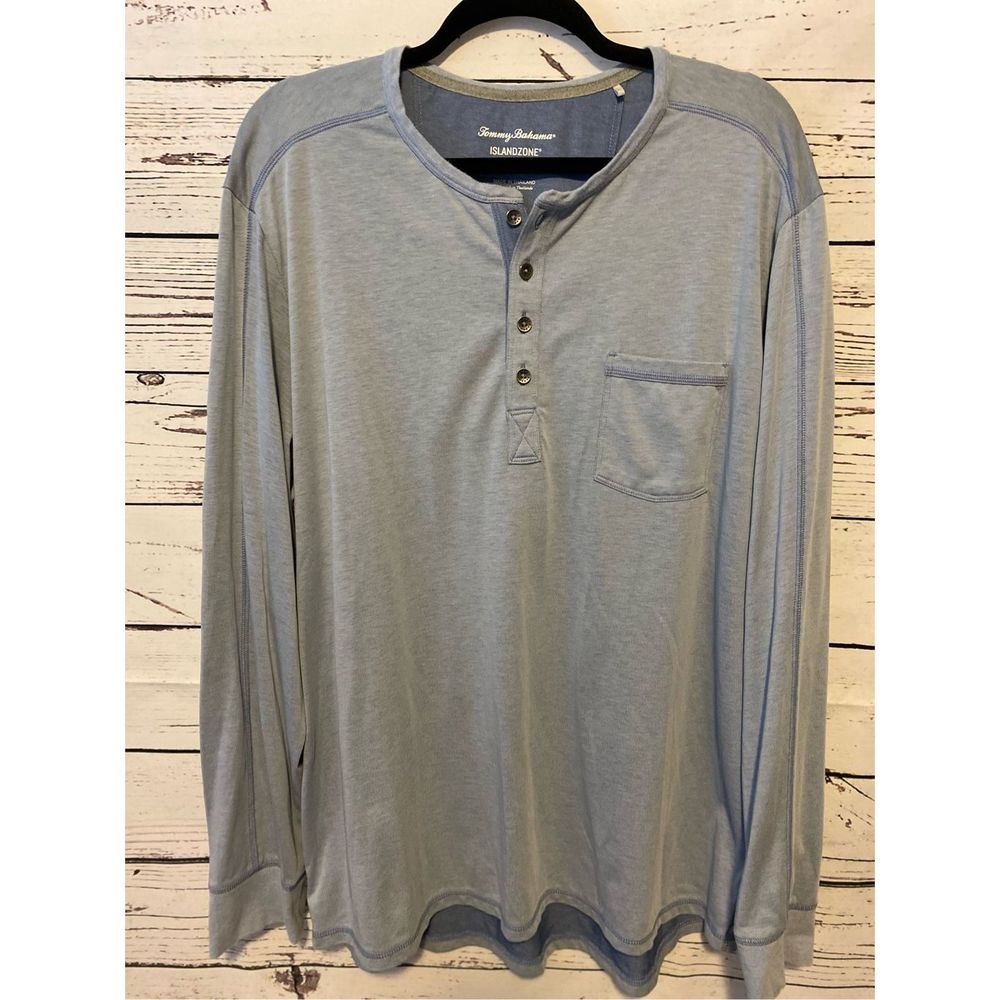 Tommy Bahama Gray Henley Size XL - Picture 1 of 5